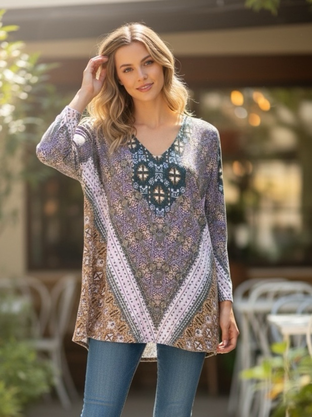 Crosby. Bohemian style tunic blouse Size M